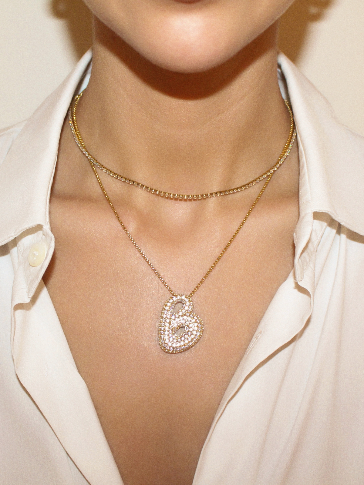 Luna Bubble Letter (A-Z) Necklace – image 4
