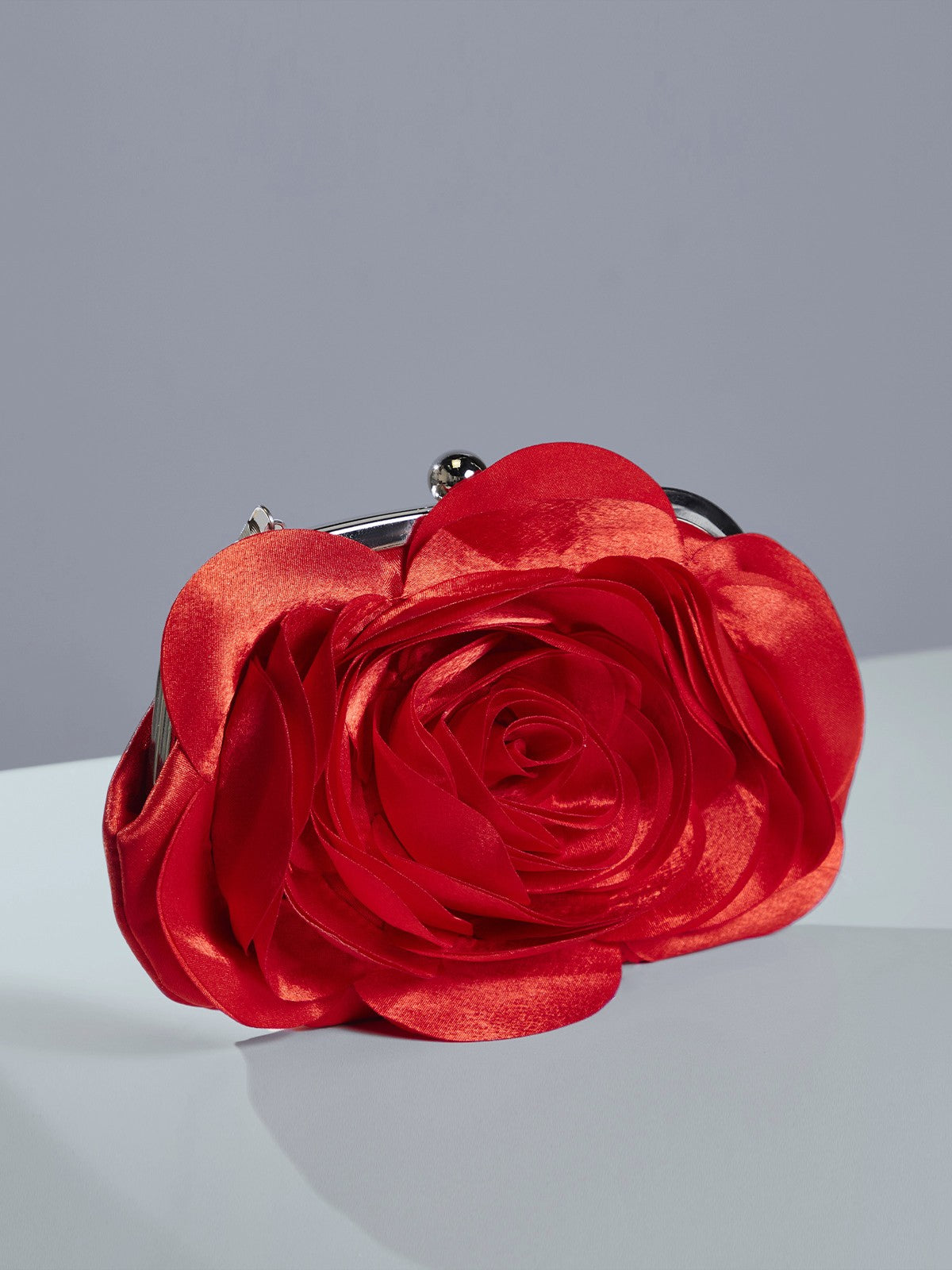 Wells Red Flower Satin Clutch – image 1