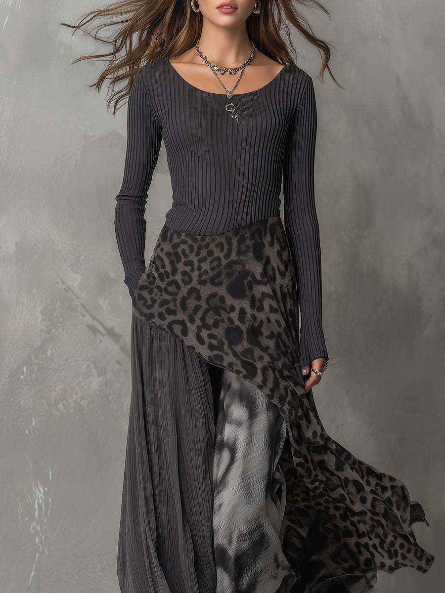 Martina – Long bohemian-style dress with leopard print – image 3