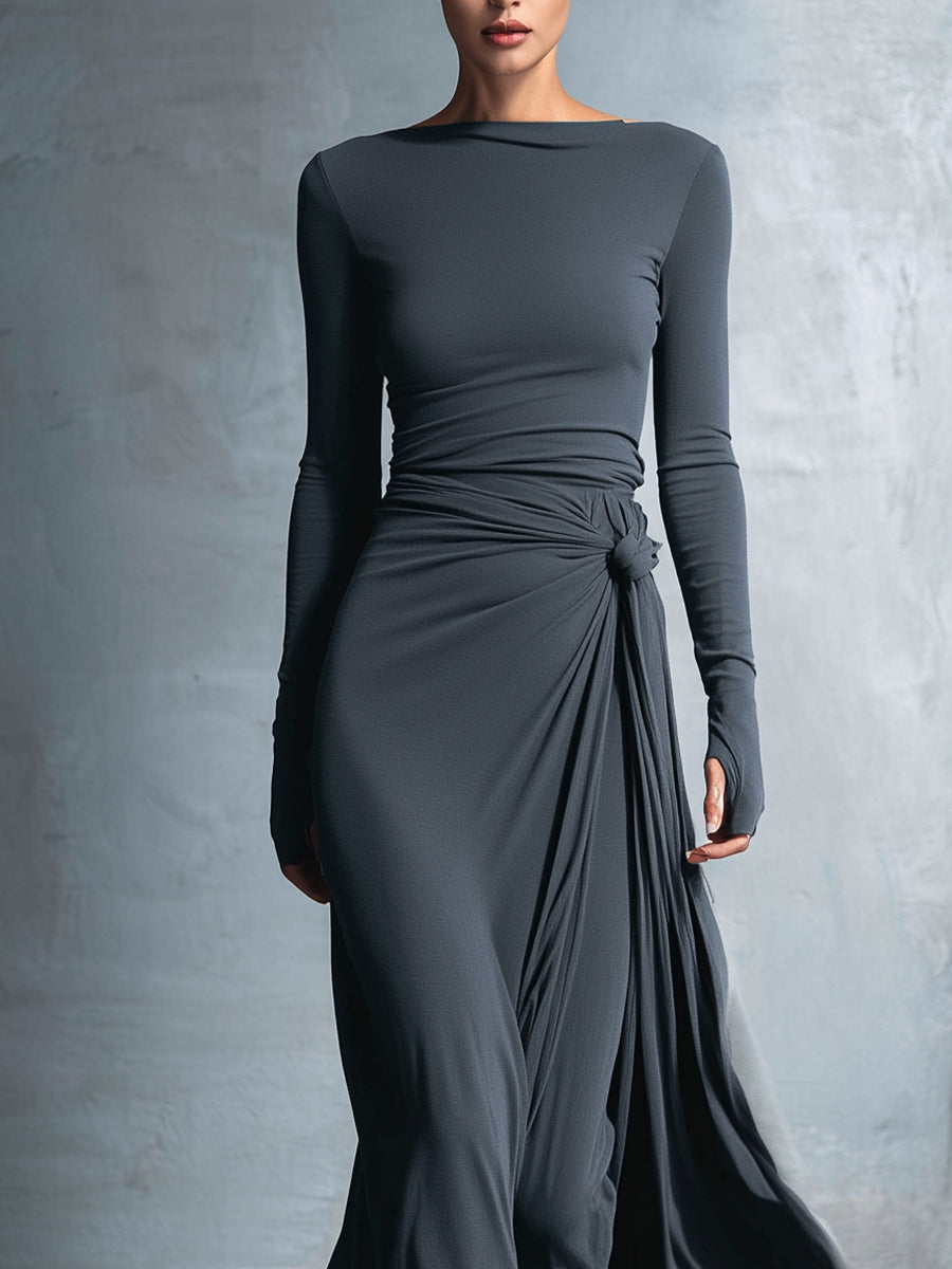 Gabriella – Long dress with side knot – image 6