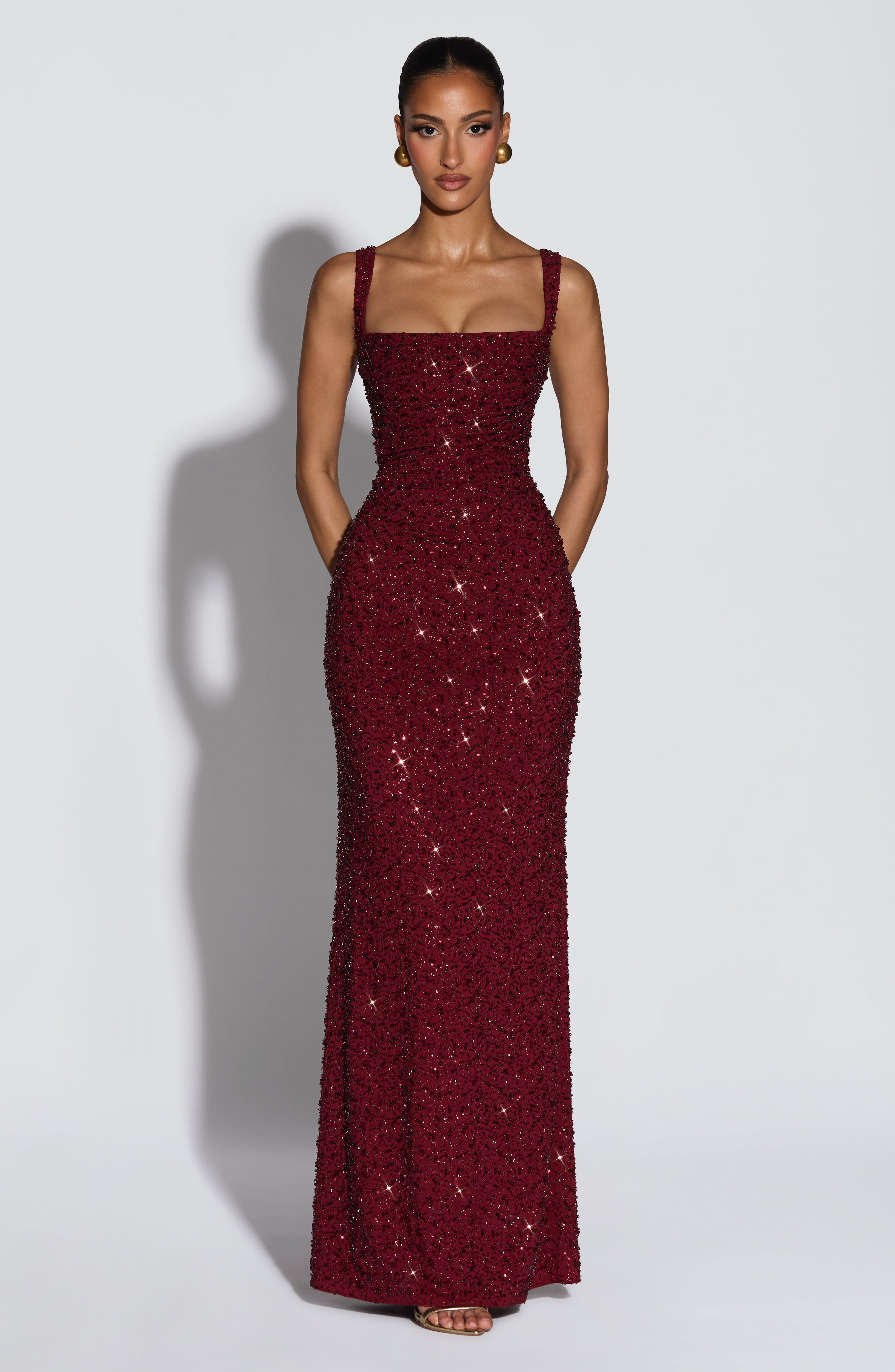 Calanthe Maxi Dress - Burgundy Sparkle – image 1
