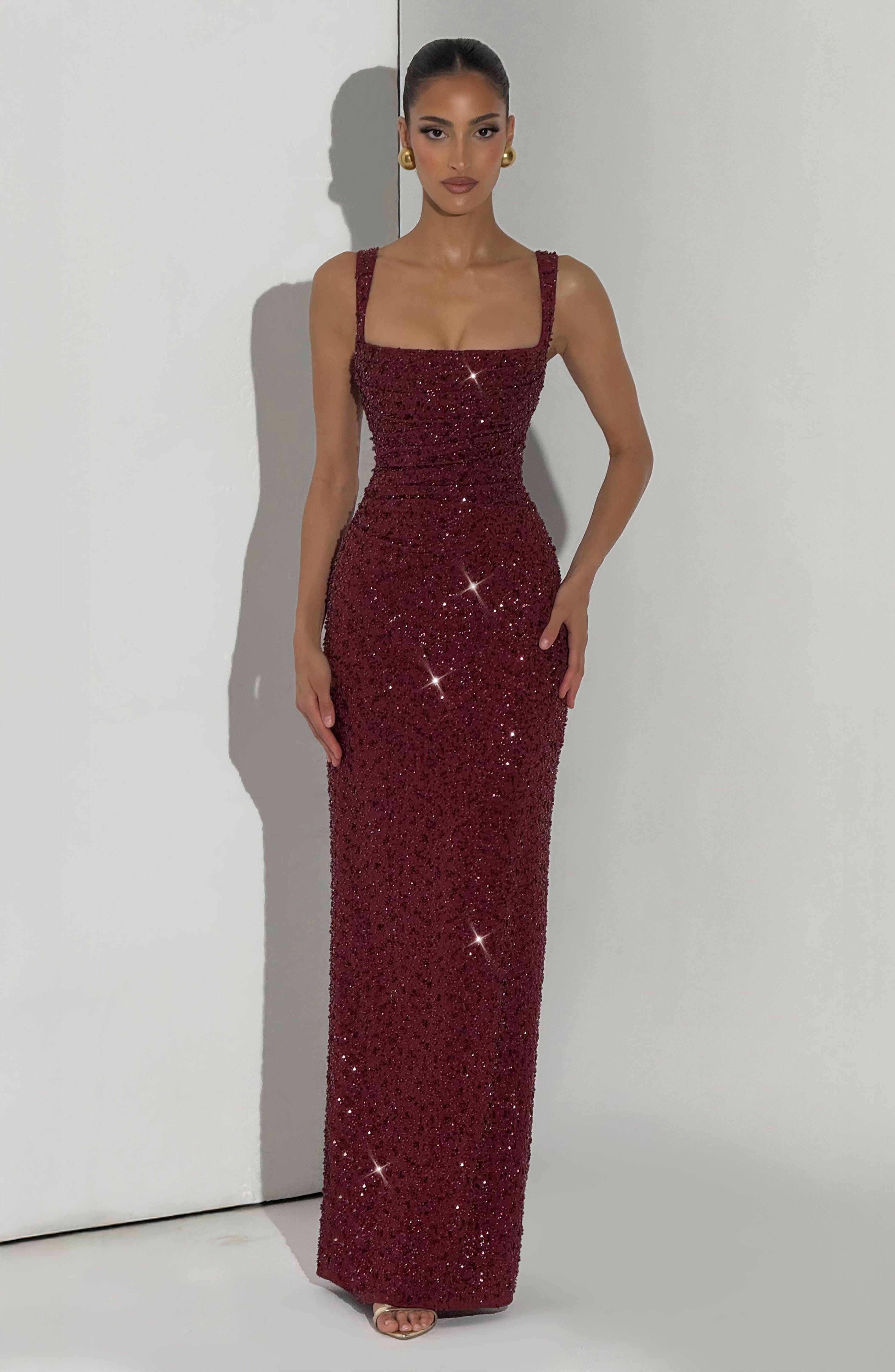 Calanthe Maxi Dress - Burgundy Sparkle – image 6