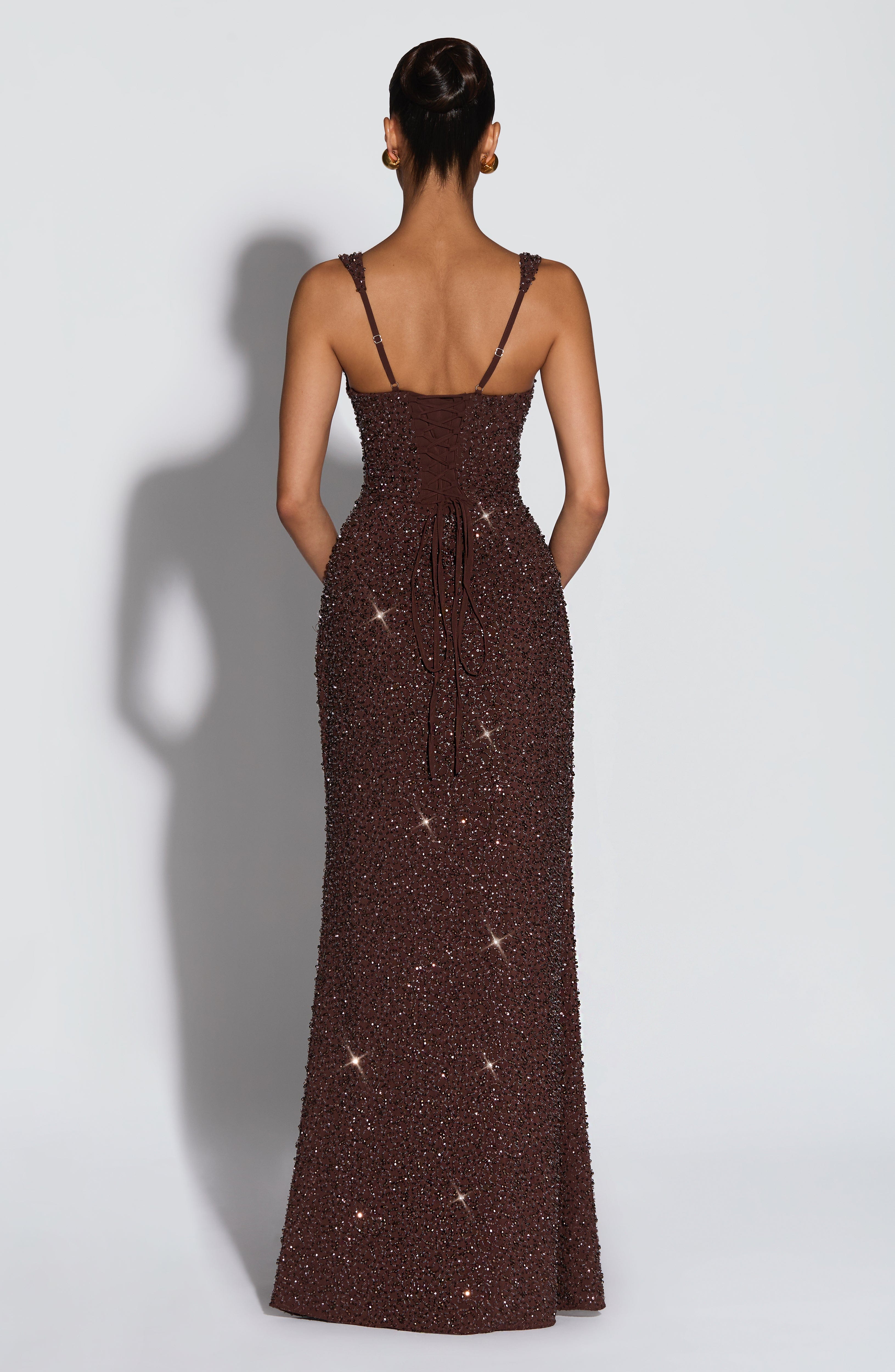 Calanthe Maxi Dress - Plum Brown Sparkle – image 4