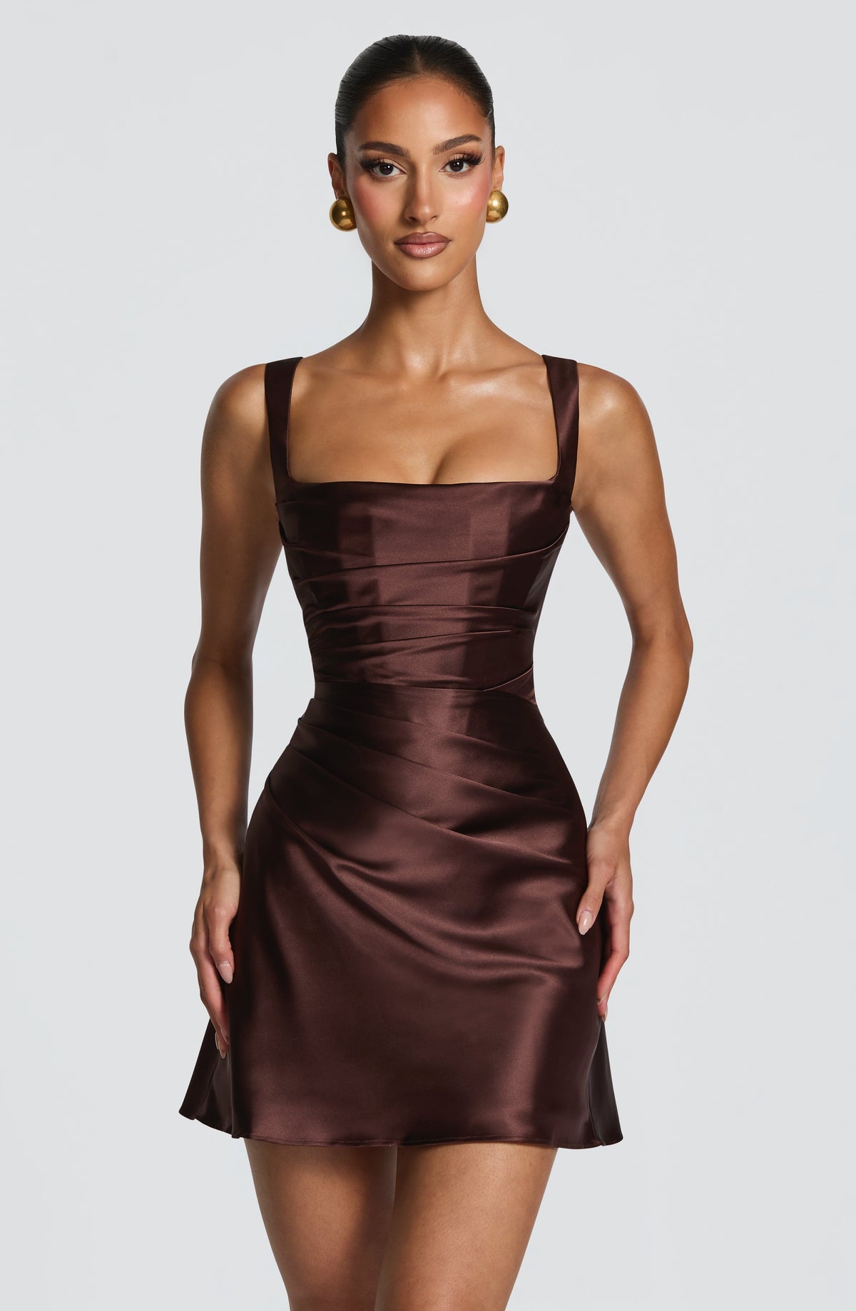 Calanthe Mini Dress - Plum Brown – image 5