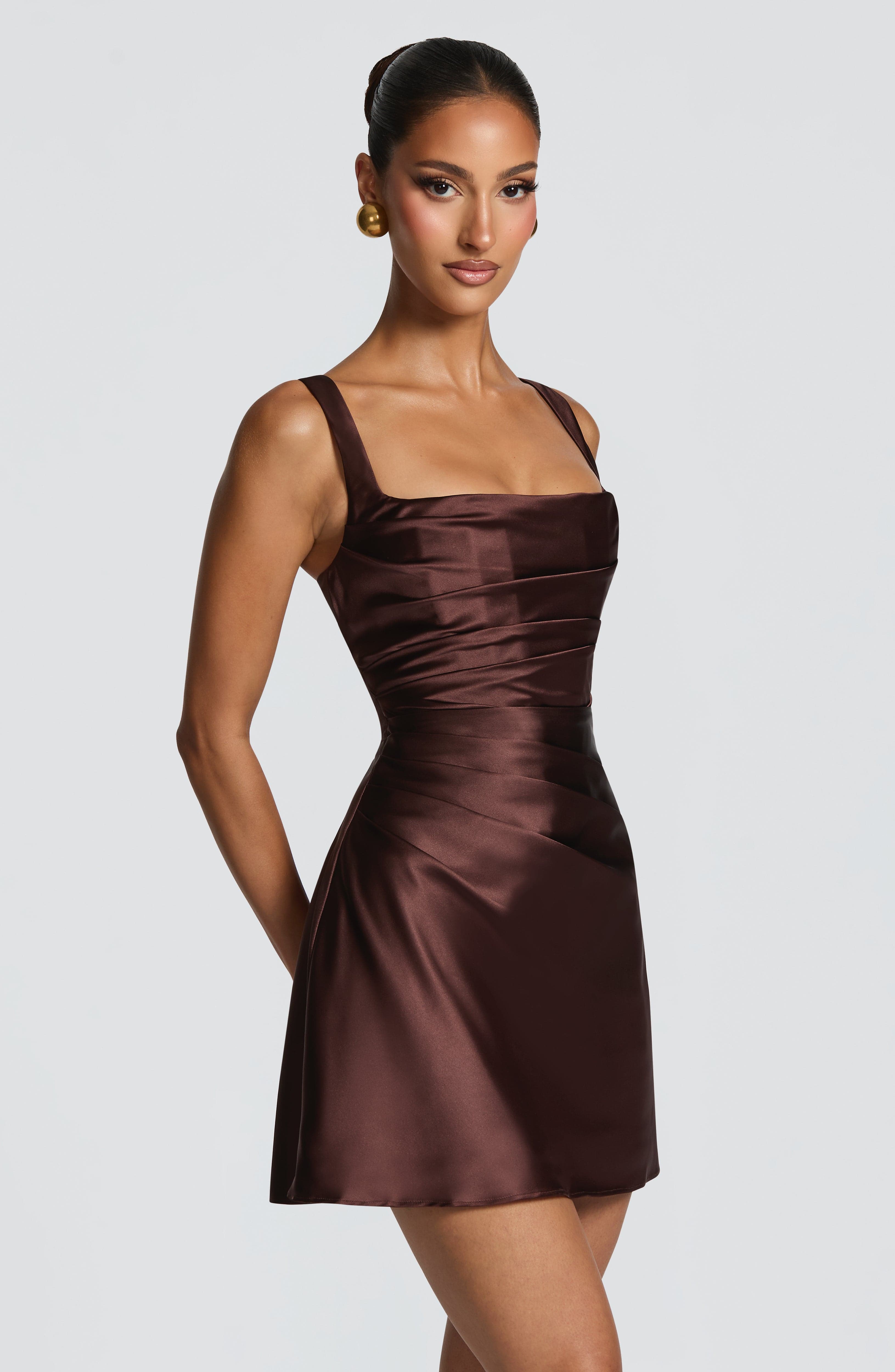 Calanthe Mini Dress - Plum Brown – image 2