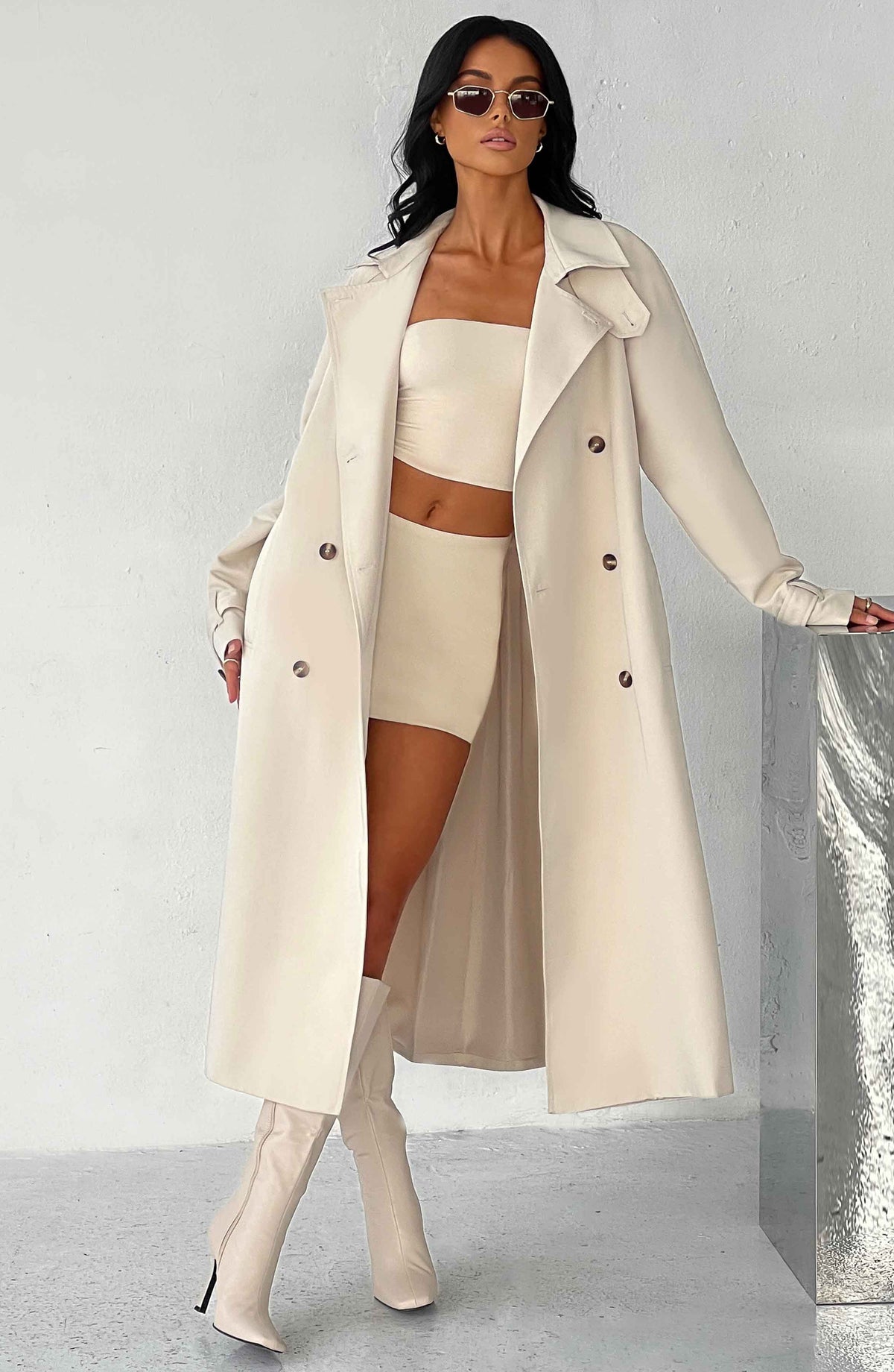 Camila Trench Coat – Sand – image 1