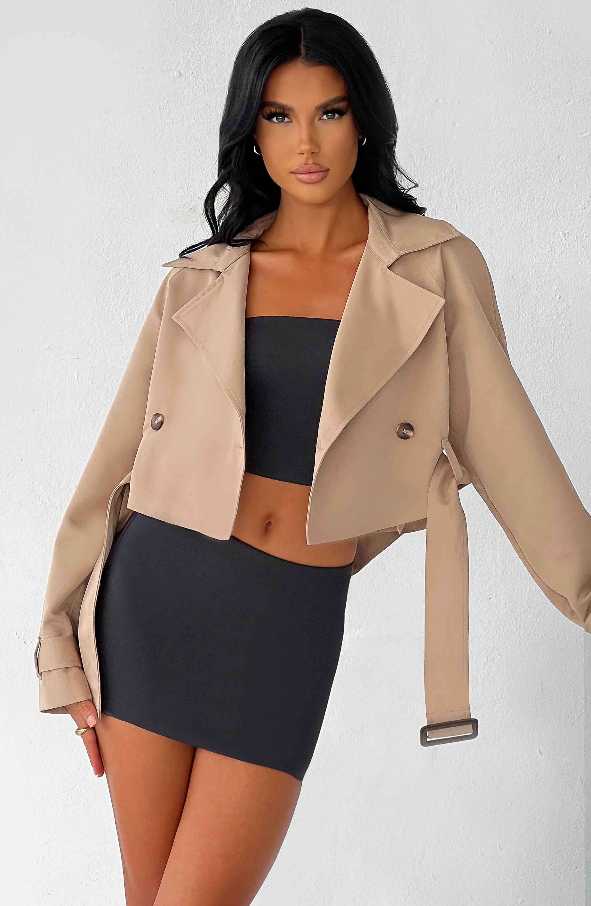 Caprice Cropped Trench Coat – Beige – image 1