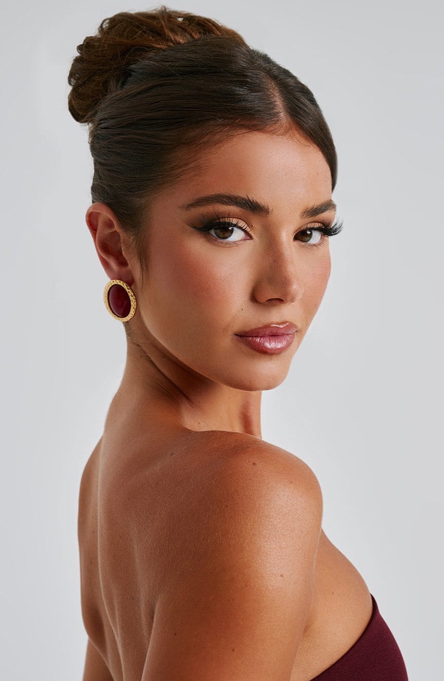 Eloise Earrings – Red/Gold – image 3
