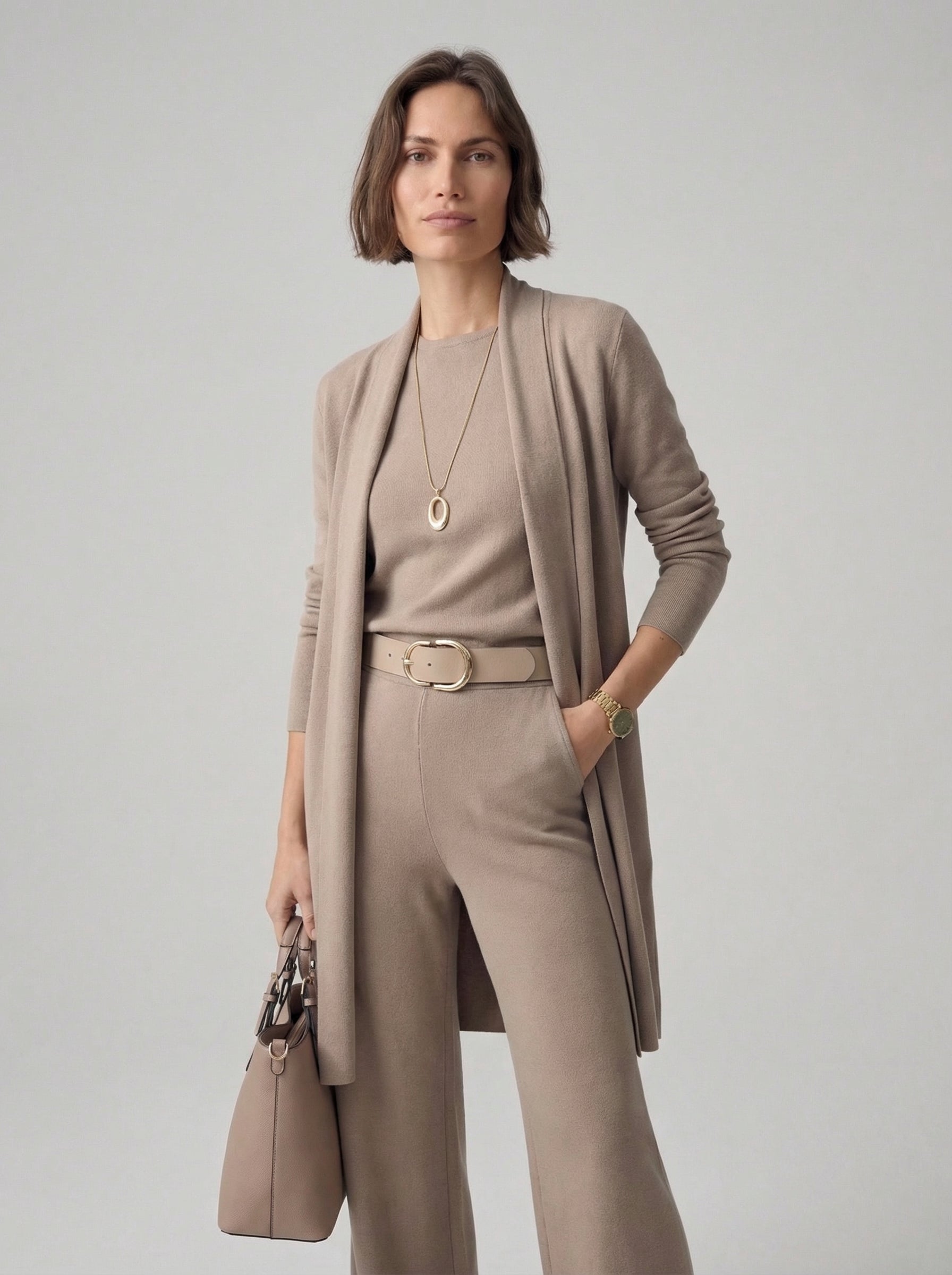 Elena Set – Long Cardigan, Top and Trousers – image 1