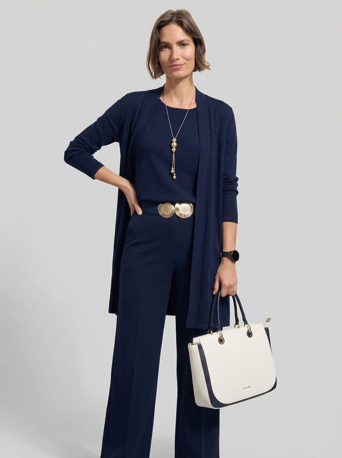 Elena Set – Long Cardigan, Top and Trousers – image 2