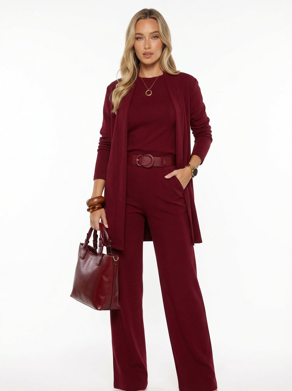 Elena Set – Long Cardigan, Top and Trousers – image 7
