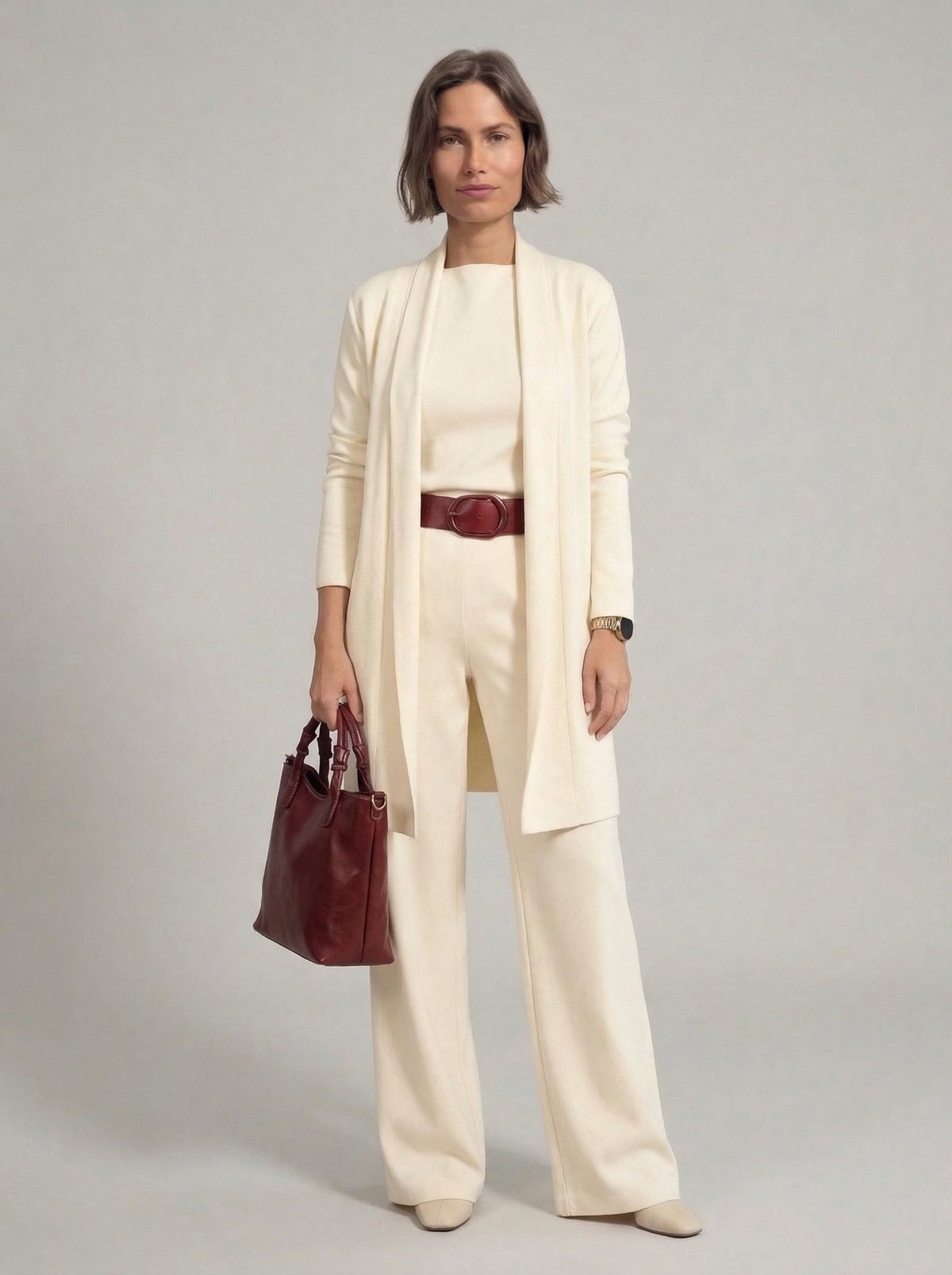 Elena Set – Long Cardigan, Top and Trousers – image 4