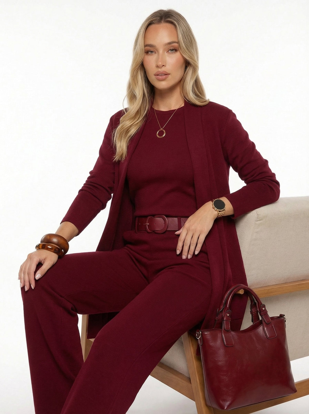 Elena Set – Long Cardigan, Top and Trousers – image 8