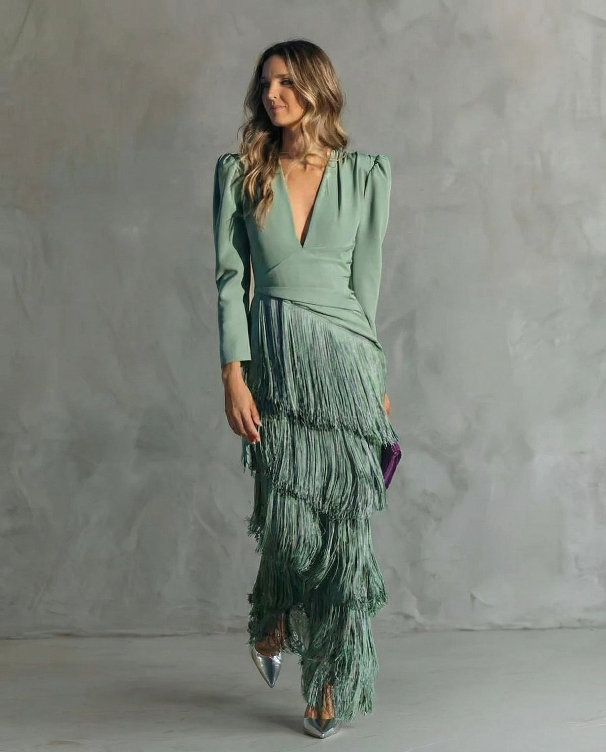 Chiara – Elegant Dress with Fringe Sleeves – image 2