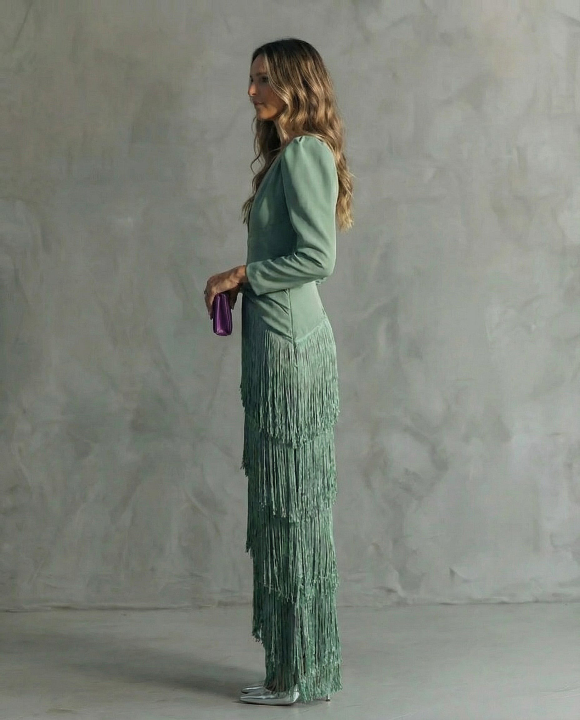 Chiara – Elegant Dress with Fringe Sleeves – image 3