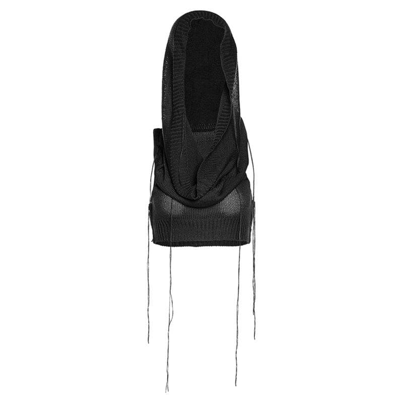 Solid sleeveless knitted stitch hoodie crop top – image 5