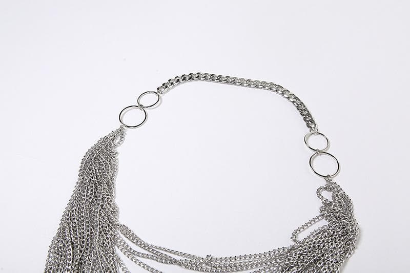 Metal chain see through o ring halter backless crop top – image 8