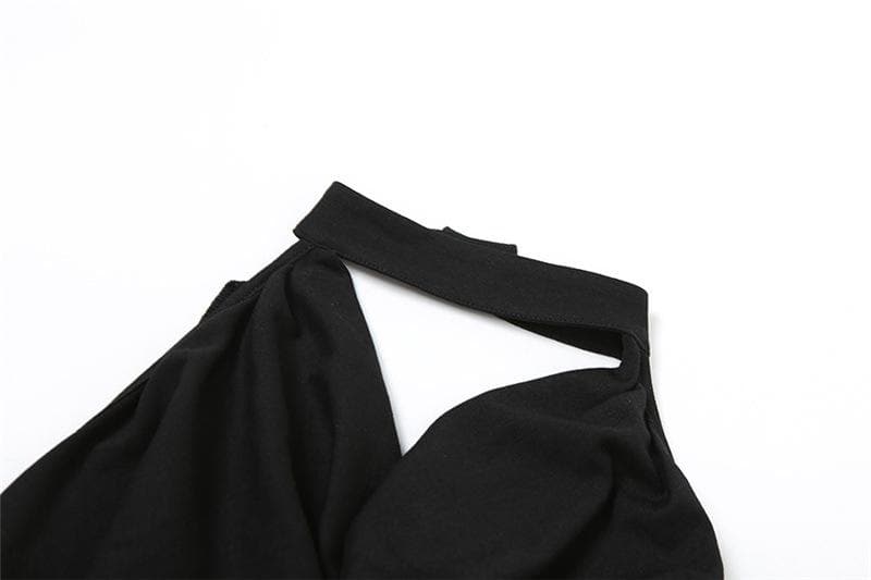 Cowl neck halter solid backless button sleeveless top – image 8
