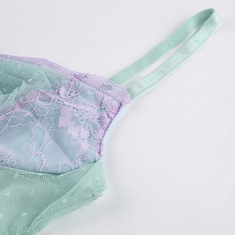 Hem lace mesh see through contrast cami top – image 8