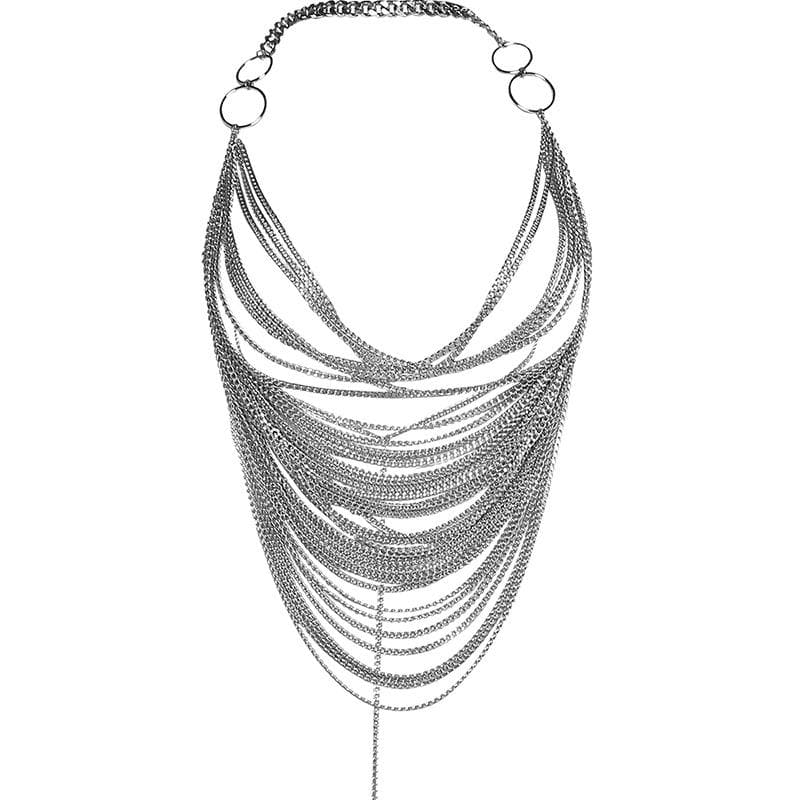 Metal chain see through o ring halter backless crop top – image 4