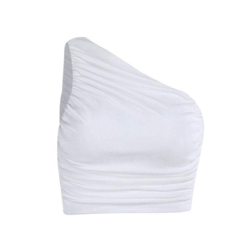 Halibuy Double-layered sleeveless one shoulder ruched top – image 4