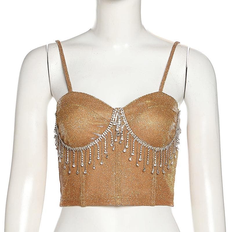 Tassel heart neck glitter cami crop top – image 6