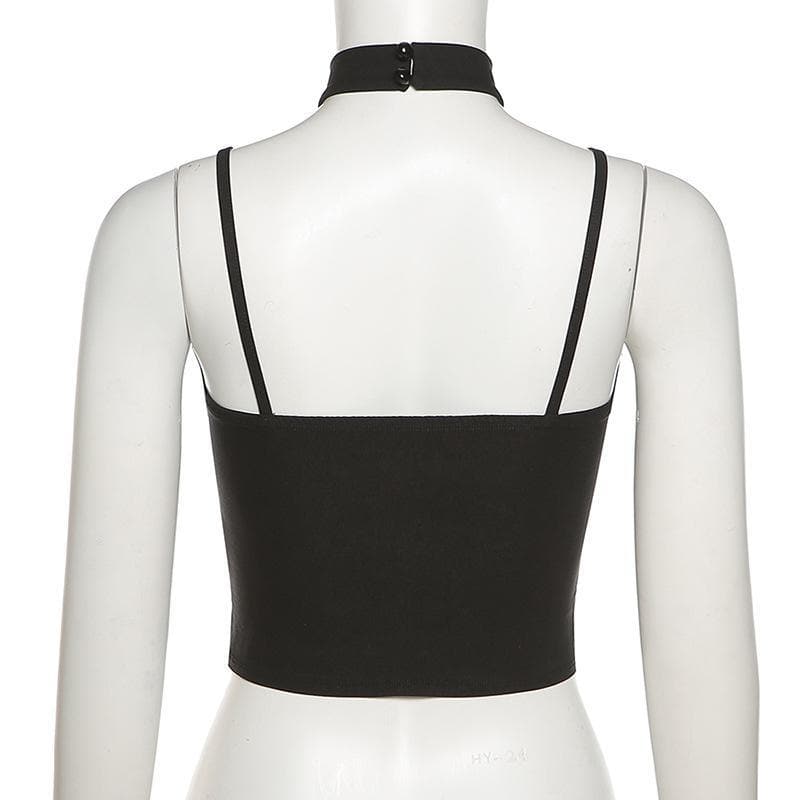 Heart neck zip halter crop top – image 7