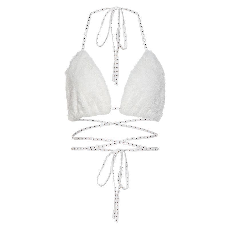 Tie back halter fluffy top – image 6