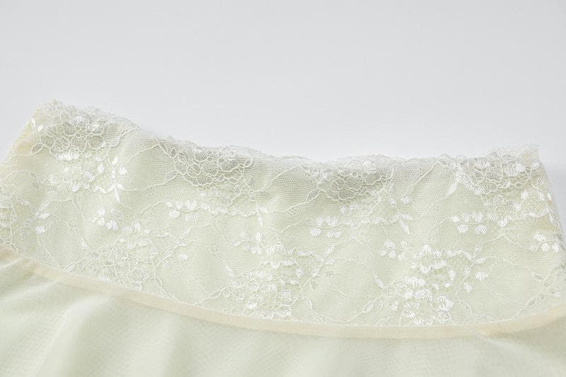 Mesh solid sleeveless backless lace hem tube top skirt set – image 10