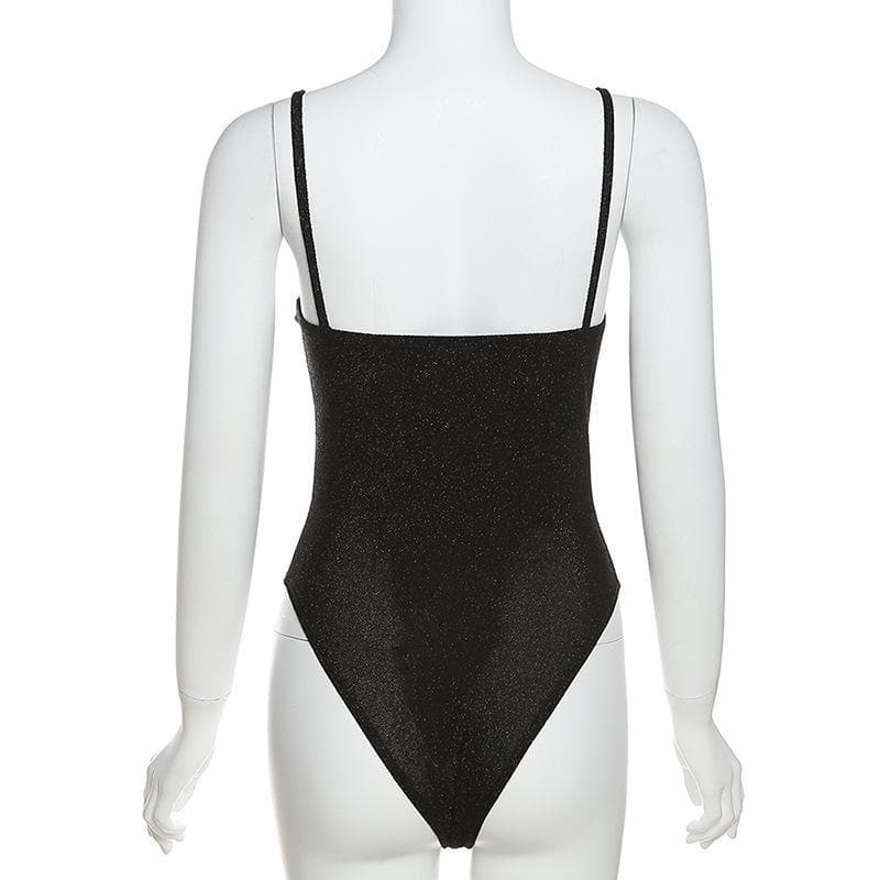 Deep v neck glitter cami bodysuit – image 8