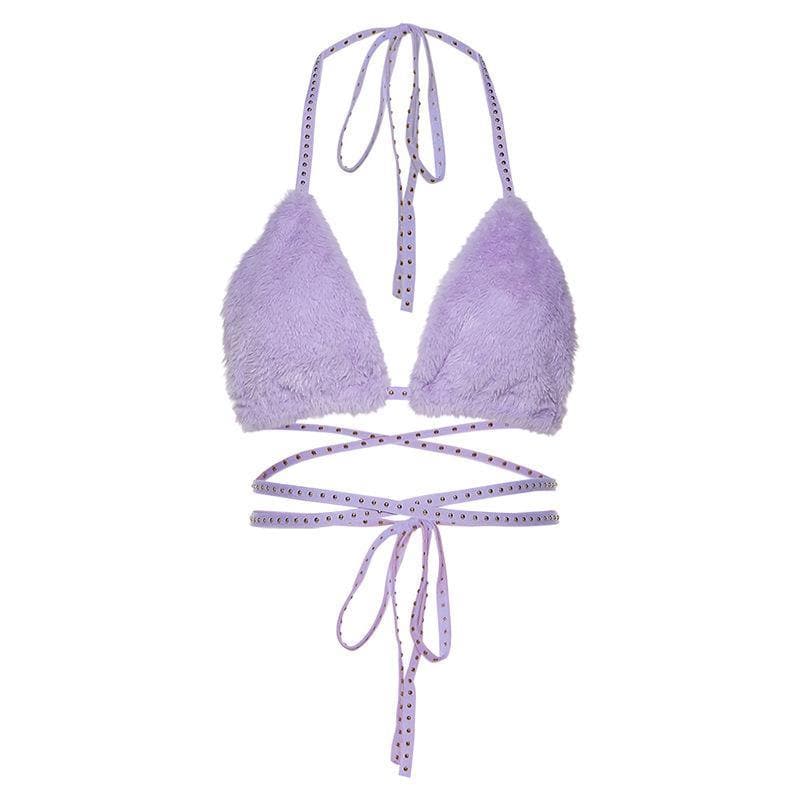 Tie back halter fluffy top – image 7