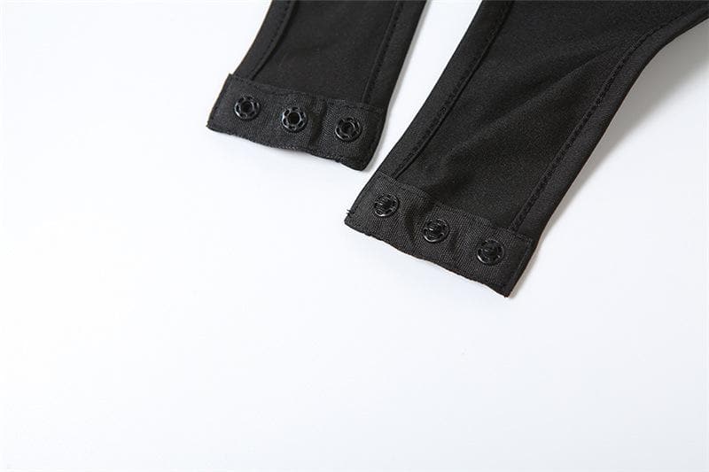 Hollow out irregular one shoulder solid gloves bodysuit – image 8