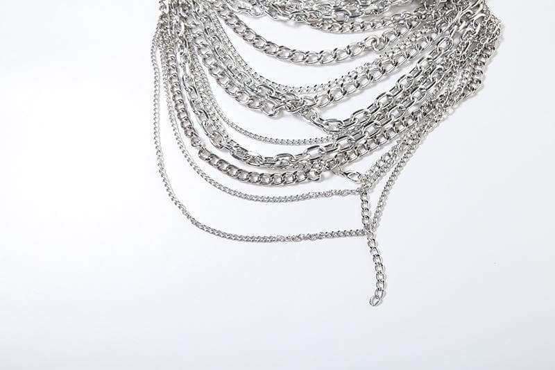 Halter layered metal chain hollow out backless cut out top – image 9