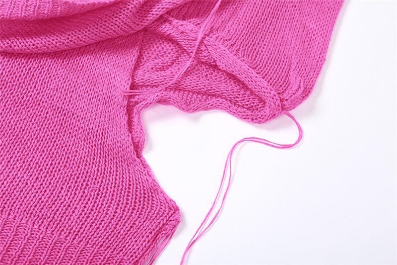 Solid sleeveless knitted stitch hoodie crop top – image 14