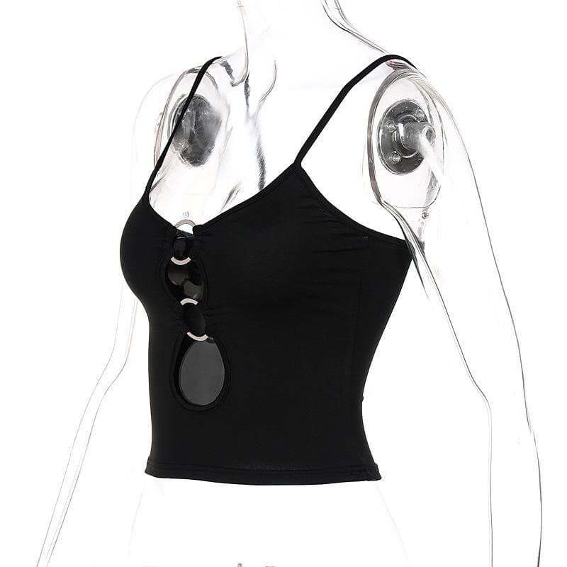 Hollow out low cut ring cami cut out top – image 6