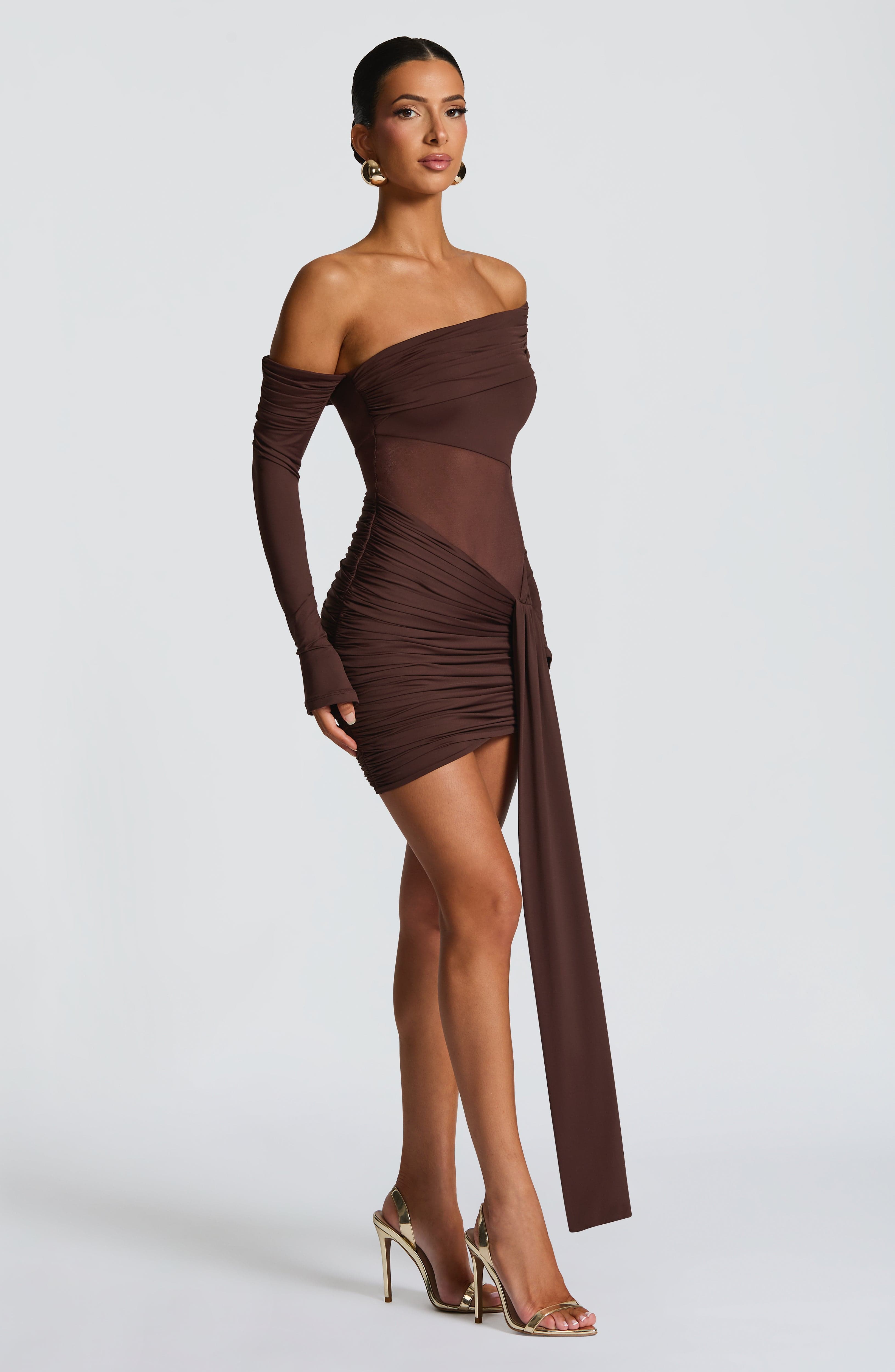 Mavra Mini Dress - Plum Brown – image 11