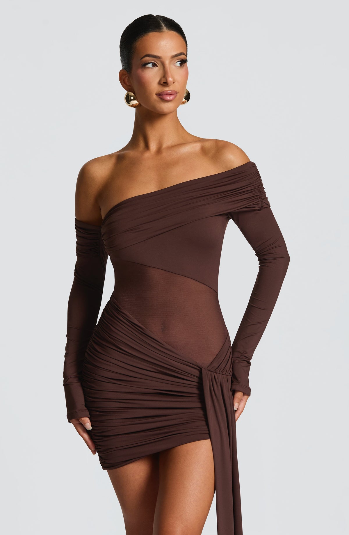 Mavra Mini Dress - Plum Brown – image 9