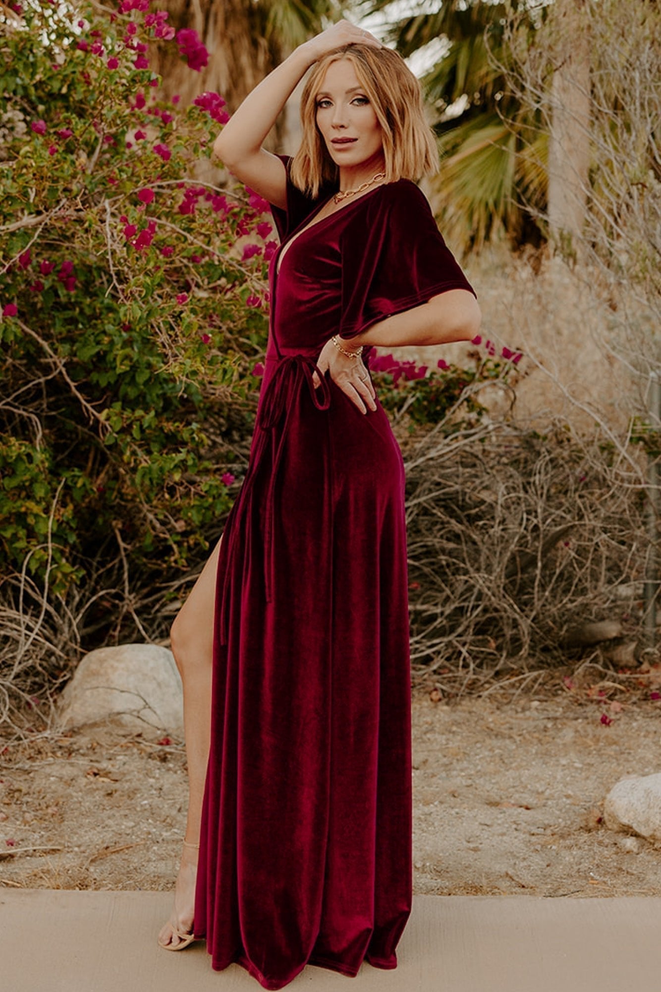Mulberry – Meghan Wrap-Style Long Velvet Dress – image 4