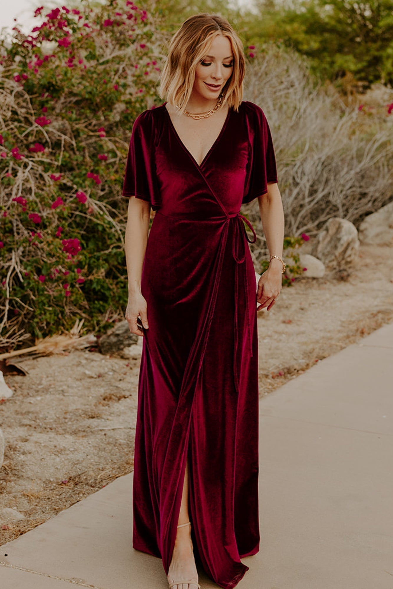 Mulberry – Meghan Wrap-Style Long Velvet Dress – image 3