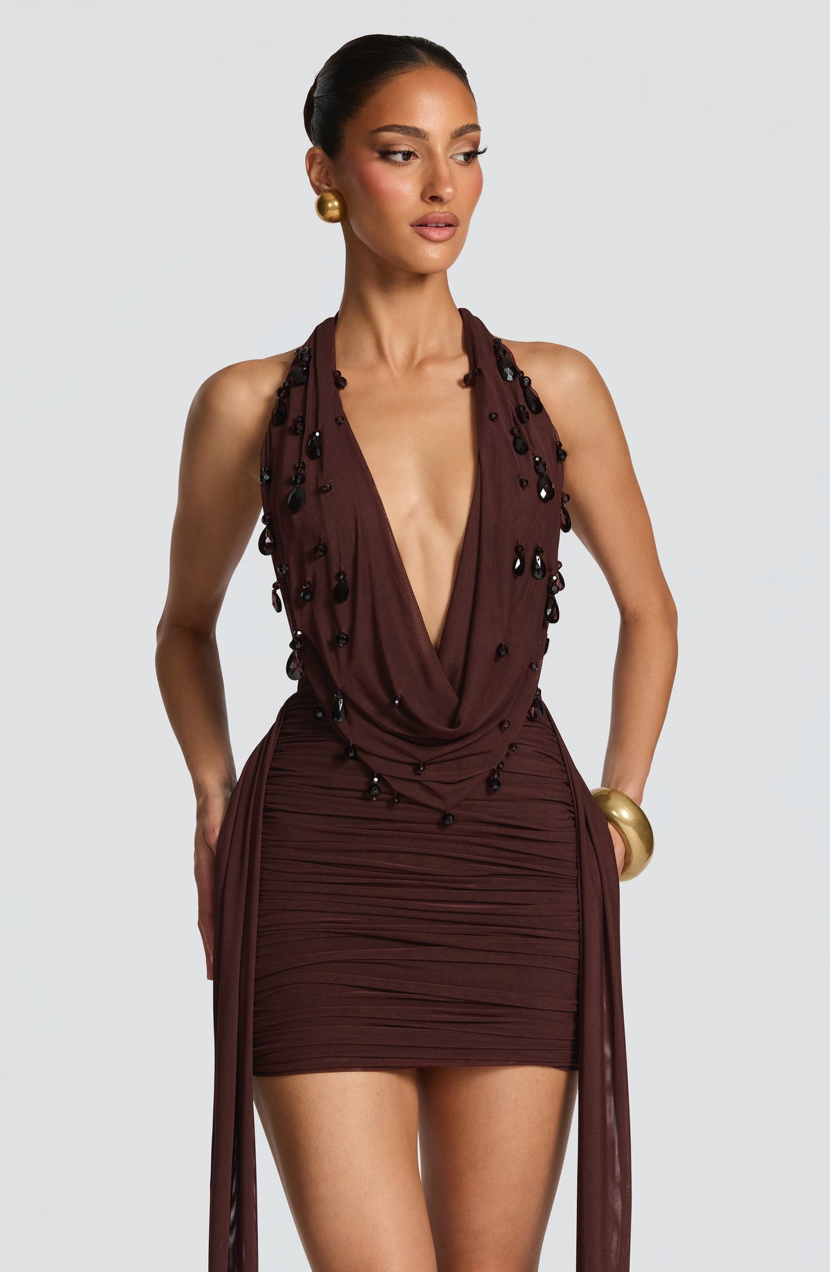 Melona Mini Dress - Plum Brown – image 3