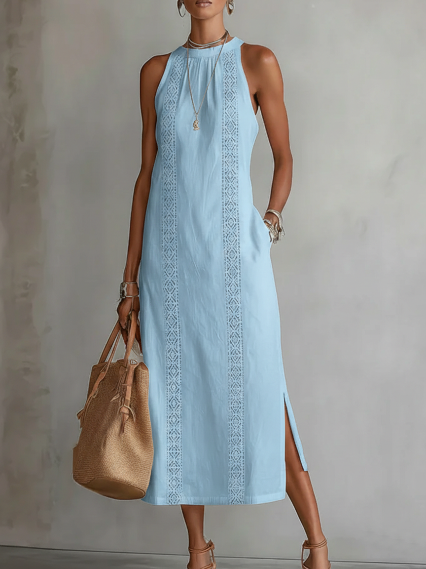 Bianca – Linen Midi Dress with Mandarin Collar – image 6