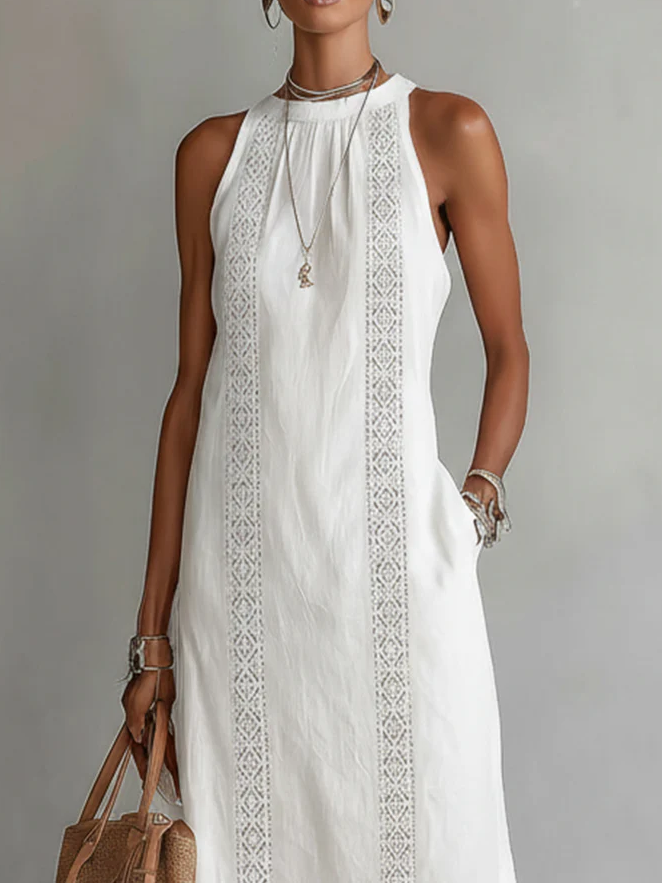 Bianca – Linen Midi Dress with Mandarin Collar – image 2