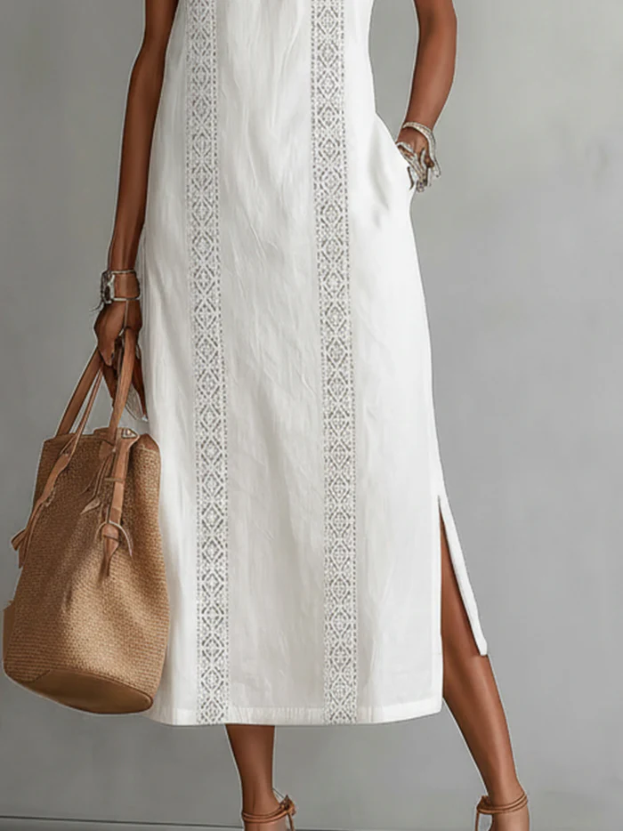 Bianca – Linen Midi Dress with Mandarin Collar – image 4