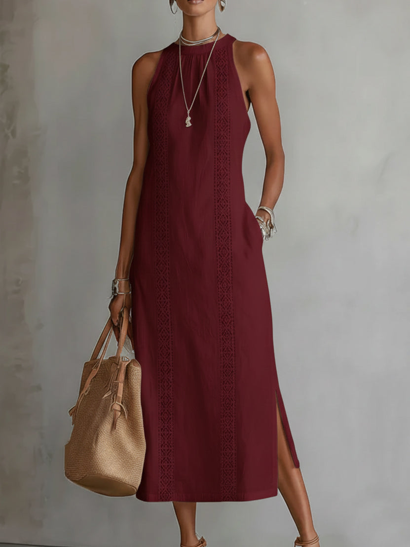Bianca – Linen Midi Dress with Mandarin Collar – image 7