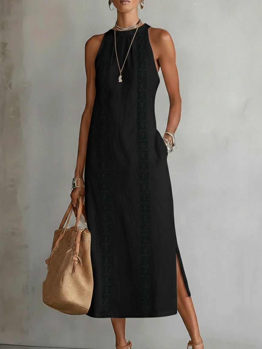 Bianca – Linen Midi Dress with Mandarin Collar – image 5