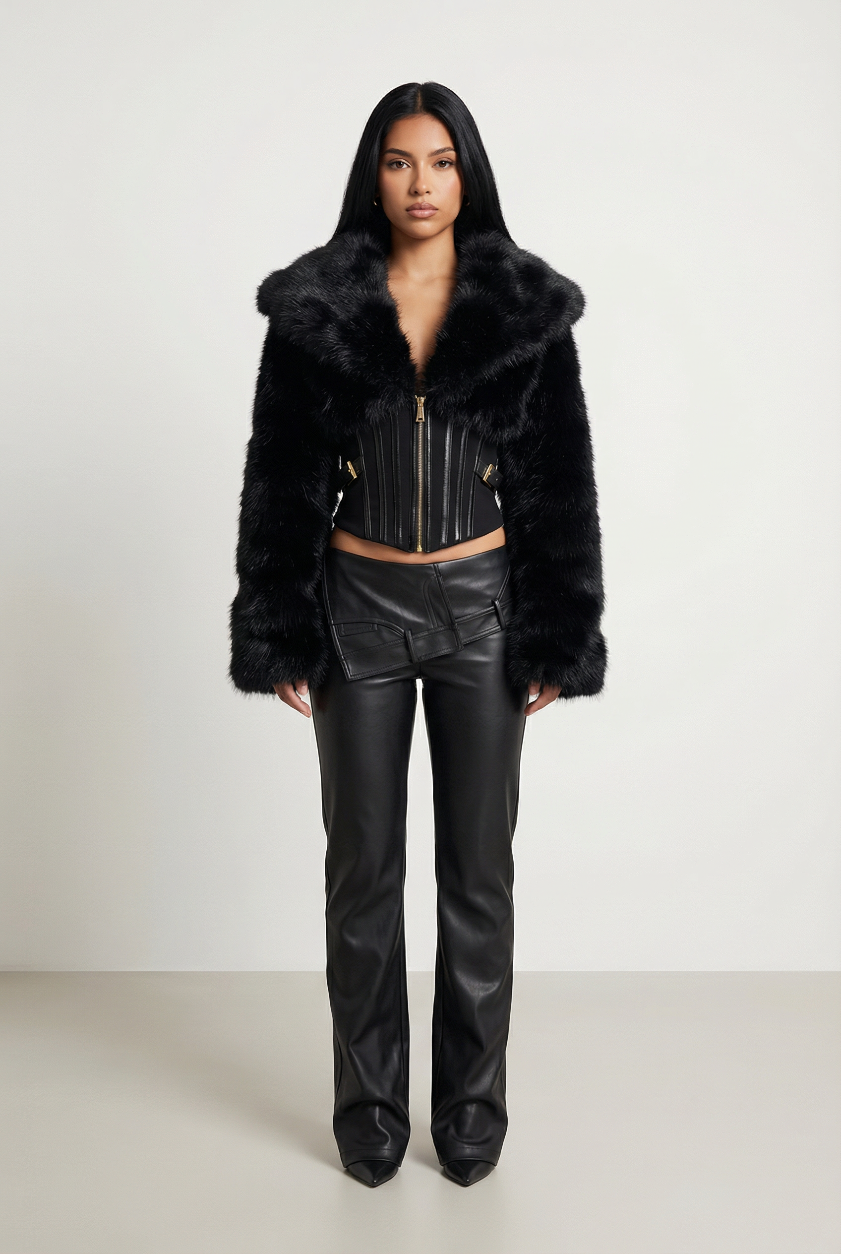 Black cropped coat